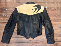 Vintage Leather Jacket With Bird Detailing