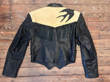 Vintage Leather Jacket With Bird Detailing