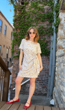 Sézane White Floral Dress with Waist Tie Accent