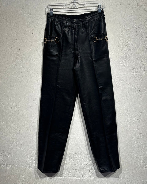 70s Gucci leather horsebit pants