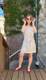 Sézane White Floral Dress with Waist Tie Accent