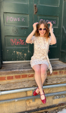 Sézane White Floral Dress with Waist Tie Accent