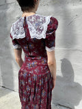 Vintage Gunne Sax Puff Sleeve Dress with Lace