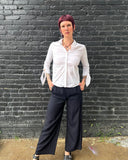 Acne Studios Navy and Black Pinstripe Pants