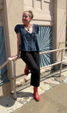 PILCRO Denim Cropped Blouse Top