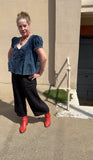 PILCRO Denim Cropped Blouse Top