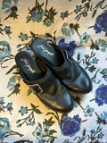 Black Leather Free People Clogs