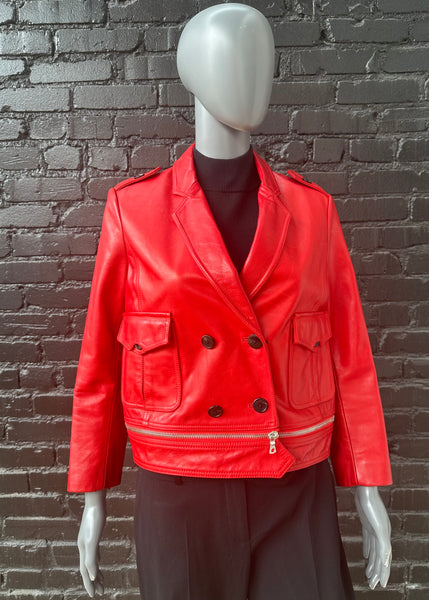 3.1 Philip Lim red leather coat